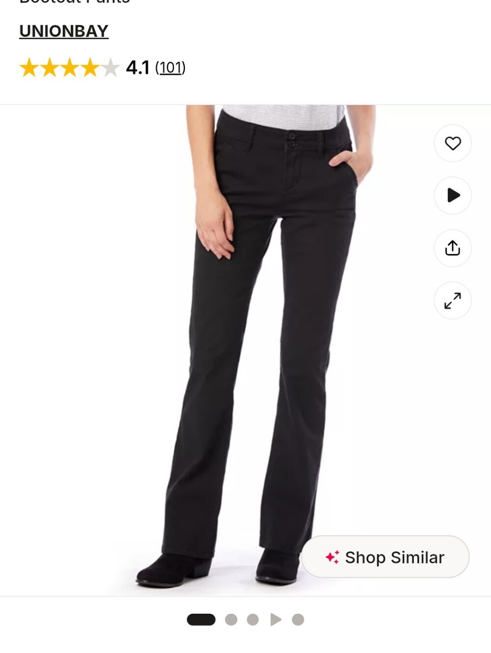 Union Bay Hayden Khakis Bootcut Pants Black Uniform Pant Juniors Size 7